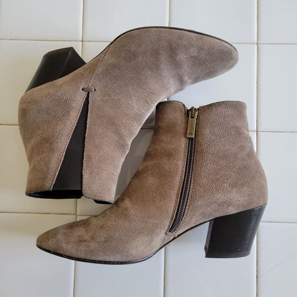 Aquatalia 7 Leather Gray Booties Shoes Faylynn Ankle Boots Side‎ Zip